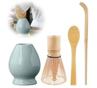 Juego de té matcha de 4 piezas: Juego de escoba matcha con batidor de matcha, cuenco de cerámica Matcha, 2 cucharas de matcha, accesorios matcha tradicionales japoneses juego de matcha (2)