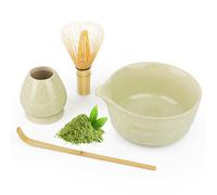 Juego de Té Matcha de 4 Piezas:Kit Completo con Chasen de Bambú,Tazón,Cuchara Medidora y Soporte,Set de Matcha con Accesorios para la Ceremonia del Té | Pack Matcha con Utensilios