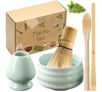 Juego de té matcha de 5 piezas, conjunto cerámico con escoba y soporte, accesorios hechos a mano, regalo ideal