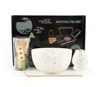 Juego de té matcha, juego de 4 piezas - Escoba Matcha, cuenco para matcha con boquilla, cuchara de matcha, soporte para escoba matcha, juego de iniciación para whisky matcha (beige)