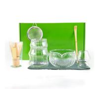 Juego de té matcha Juego de 7 batidores matcha vidrio transparente, kit for preparar con cuenco, taza y batidor for amantes del té