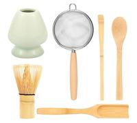 Juego de té matcha Kit de herramientas for hacer matcha con soporte cerámica for batidor, cucharilla, colador y espátula. Accesorios for