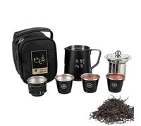 Juego de té para acampar, Juego de té de viaje con estuche, Juegos de de acero inoxidable para adultos, Resistente a altas temperaturas, hervidor de agua para acampar, 4 tazas de, accesorios par