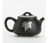 Juego De Té Para Adultos Cerámica Negra Con Mango Lateral Incrustaciones Estaño Tetera Arcilla Teware Puer Juego Té Vintage Kung Fu Porcelana Juegos De Té Portátiles(A)