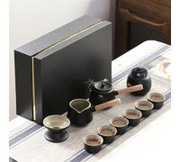 Juego De Té Para Adultos Juego Kung Fu Cerámica Negra Tetera Simple Para Hogar Caja Regalo Juegos De Té Portátiles(E)