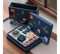Juego De Té Para Adultos Juego Té Kung Fu En Caja Regalo Amigos Ceremonia Chino Cerámica Una Olla Cuatro Tazas Con Latas Coche Portátil Juegos De Té Portátiles(E)