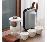 Juego De Té Para Adultos Juego Té Viaje Kuai Ke Bolsa Transporte Taza Kung Fu Cristal 1 Olla 3Tazas Cerámica Tetera Exteriores Pequeño Tazas 4Uds Juegos De Té Portátiles(B)