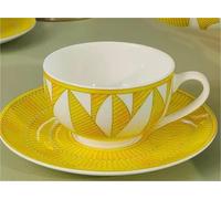 Juego De Té Para Adultos Sunshine Pot, Juego De Café Con Platillo Taza Doble, Caja Regalo Hueso Exquisita, Color Del Sol Amarillo Geométrico Europeo Juegos De Té Portátiles(Type-A)