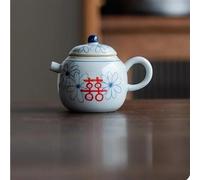 Juego De Té Para Adultos Tetera Cerámica Doble Felicidad Escrita A Mano Pura China 155ml Individual Pequeña Con Infusor Kung Fu Juegos De Té Portátiles