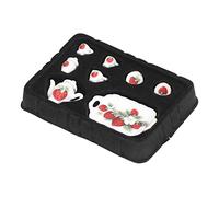 Juego de té para casa de muñecas, Taza de Tetera con diseño de Fresa de cerámica en Miniatura, decoración para Cocina, Comedor, Juguete para Juego de imitación para niños