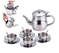 Juego de té para niños, resistente a los golpes y al calor, tetera de acero inoxidable con taza de té para niñas y niños