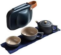 Juego de té portátil, Juego de té de Viaje, Ceramic Travel Tea Set with Teapot and Cups Pack of 3 Black & Red(Black)