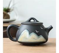 Juego De Té Teteras Juego De Té Kung Fu, Tetera Café, Arcilla, Hervidor Agua, Cerámica Negra, Olla Con Mango Lateral Colina Verde, Vintage Juegos De Té Para Adultos(Type-A)