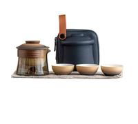 Juego de té tradicional: 1 tetera, 3 tazas, kit completo con organizador de viaje(Set A)