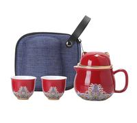 Juego de teapot portátil, juego de té de cerámica Cat Set de té de porcelana, Shockproof Tea Cups, Cat Ceramic Teapot Set with Cups and Tea Strainer for Travel and Picnic, Shockproof