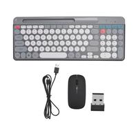 Juego de Teclado y Mouse, Combinación de Teclado y Mouse Inalámbricos Bluetooth de Modo Dual, Teclado y Mouse Redondos Vintage para Tipo de Juego