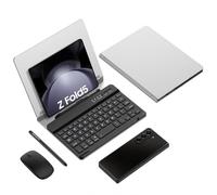 Juego de teclado y mouse compatible con Huawei Mate XS/Mate X2/Mate XS2/Mate X3 Mate X5, teclado con soporte protector de metal + mouse + bolígrafo de escritura (plateado)