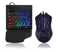 Juego de Teclado y Mouse para una Mano, 35 Teclas Teclado para Juegos con una Sola Mano Teclado retroiluminado de 7 Colores Ratón ergonómico USB para Deportes electrónicos