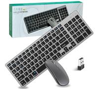 Juego de teclado y ratón, Bluetooth + 2,4 GHz, USB, modo dual, silencioso, inalámbrico, inalámbrico, recargable, cambio entre cuatro dispositivos, con teclado numérico para PC, tableta, portátil