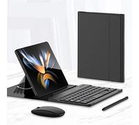 Juego de teclado y ratón con S Pen compatible con Huawei Mate X6/X5/X3/Xs2/X2, teclado con funda de cuero plegable + ratón + bolígrafo (negro)