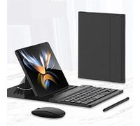 Juego de teclado y ratón con S Pen compatible con Huawei Mate X6/X5/X3/Xs2/X2, teclado con funda de cuero plegable + ratón + bolígrafo de escritura (rayas)