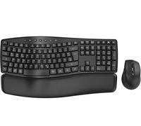 Juego de teclado y ratón inalámbrico, 30 dB silencioso, teclado ergonómico con teclas Wave y reposamuñecas suave, interruptor de sistema dual para Windows/Mac, ideal para equipos de negocios y oficina
