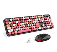 Juego de teclado y ratón inalámbricos para ordenador, colorido tamaño completo, teclado inalámbrico con teclado numérico y ratón deportivo para PC, escritorio, Mac Windows, color negro