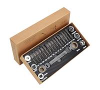 Juego de teclas, conjunto de bases de conducción - Bits de controlador de socket Metics Set con llave de trinquete de relanzamiento rápido, barras de extensión, juego de llaves de socket de 46 PC