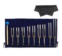 Juego de tenedor de afinación Solfeggio de 9 piezas para terapia de sonido, aluminio, mazo, paño y bolsa