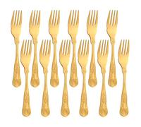 Juego de tenedor de pescado Buyer Star de 12 piezas, juego de cubiertos de acero inoxidable dorado para la cocina y el restaurante en el hogar, vajilla con espejo