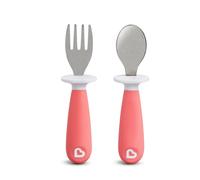 Juego de tenedor y cuchara para niρos pequeρos Munchkin Raise, con soporte para cubiertos, evita que las puntas se vuelquen, sin BPA, paquete de