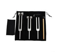 Juego de tenedores de afinación, aleación de aluminio de 128Hz 256Hz 512Hz, herramienta de yoga de meditación y curación de sonido (plata)