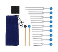 Juego de tenedores de afinación de 9 piezas para curación de chakras y meditación, frecuencias Solfeggio 174-963 Hz, herramientas de terapia de sonido de aleación de aluminio con martillo de silicona