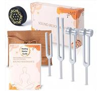 Juego de tenedores de afinación para curación, incluye cuatro frecuencias de 128 Hz, 136,1 Hz, 174 Hz, 528 Hz, accesorios de yoga y meditación, instrumentos de terapia de sonido chakra con activador