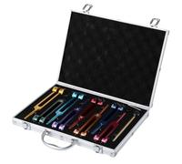 Juego de tenedores de afinación Solfeggio codificados por colores de 8 piezas con martillo y pesas, tenedores con peso para curación de sonido, meditación, yoga, reiki y equilibrio energético