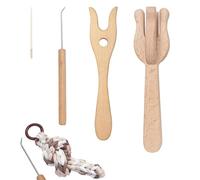 Juego de tenedores de madera para tejer, incluye herramientas de tejer y agujas en forma de tenedor, kit de trenzas de bricolaje para tejer a mano, diseño ligero y portátil, accesorios creativos para