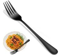 Juego de tenedores negros de 8 piezas de acero inoxidable de grado alimenticio, tenedores de cubiertos aptos para lavavajillas, tenedores de mesa de metal negro para el hogar, fiestas o eventos