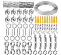 Juego de tensores de cable de alambre, 2 mm x 40 m, tensor de cable de acero inoxidable 304, tensor de cable de alambre con ojales para colgar cadenas de luz, tendederos, cuerdas de cortina y