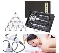 Juego de terapia de ventosas, juego de terapia de ventosas de acupoint chino profesional Hijama para masaje de ventosas, vasos de terapia con bomba y tubo de extensión, para alivio del dolor corporal