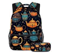 Juego de tetera árabe para el éxito, juego de mochila escolar de 2 piezas para niños, niñas, adolescentes, la bolsa de viaje imprescindible para estudiantes, Multicolor#03, B:29.4x20x40cm\