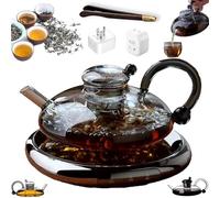 Juego de tetera con filtro con estufa eléctrica de cerámica for té y café de hojas sueltas Incluye tetera estufa for 2 tazas(Electric ceramic stove+Gray)