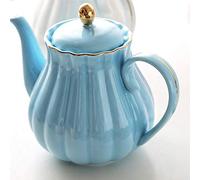 Juego de tetera de cerámica con colador de té, elegante forma de calabaza pintada a mano, capacidad de 1 litro, perfecto para los amantes del té y ocasiones especiales