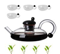 Juego de tetera de filtración, juego de teteras Innovessa, juego de infusores calentables extraíbles con, infusores de tetera de vidrio con para té suelto (White 4 cups)