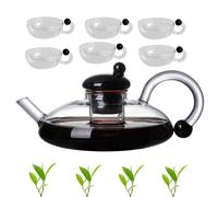 Juego de tetera de filtración, juego de teteras Innovessa, juego de infusores calentables extraíbles con, infusores de tetera de vidrio con para té suelto (White 6 cups)