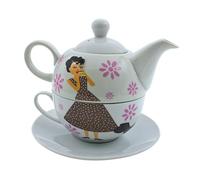 Juego de tetera de porcelana, juego de te, Tea for one, jarra de servicio para té, tetera retro, servicio de té, taza de té con tetera, juego de teteras mujer con taza de té de porcelana en gris, L/A