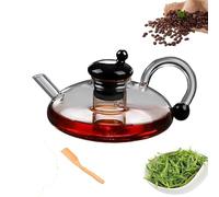 Juego de tetera de vidrio con filtro Tetera de vidrio premium resistente al calor Para té y café(Black)