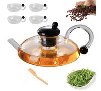 Juego de tetera de vidrio con filtro Tetera de vidrio premium resistente al calor Para té y café(Transparent*4 Cup)