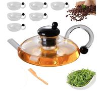 Juego de tetera de vidrio con filtro Tetera de vidrio premium resistente al calor Para té y café(Transparent*6 Cup)