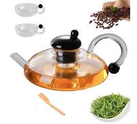 Juego de tetera de vidrio con filtro Tetera de vidrio premium resistente al calor Para té y café(Transparent*2 Cup)