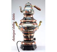 Juego de tetera samovar de cobre, samovar de cobre verdadero de color gris hecho a mano, operado eléctricamente (220 V)